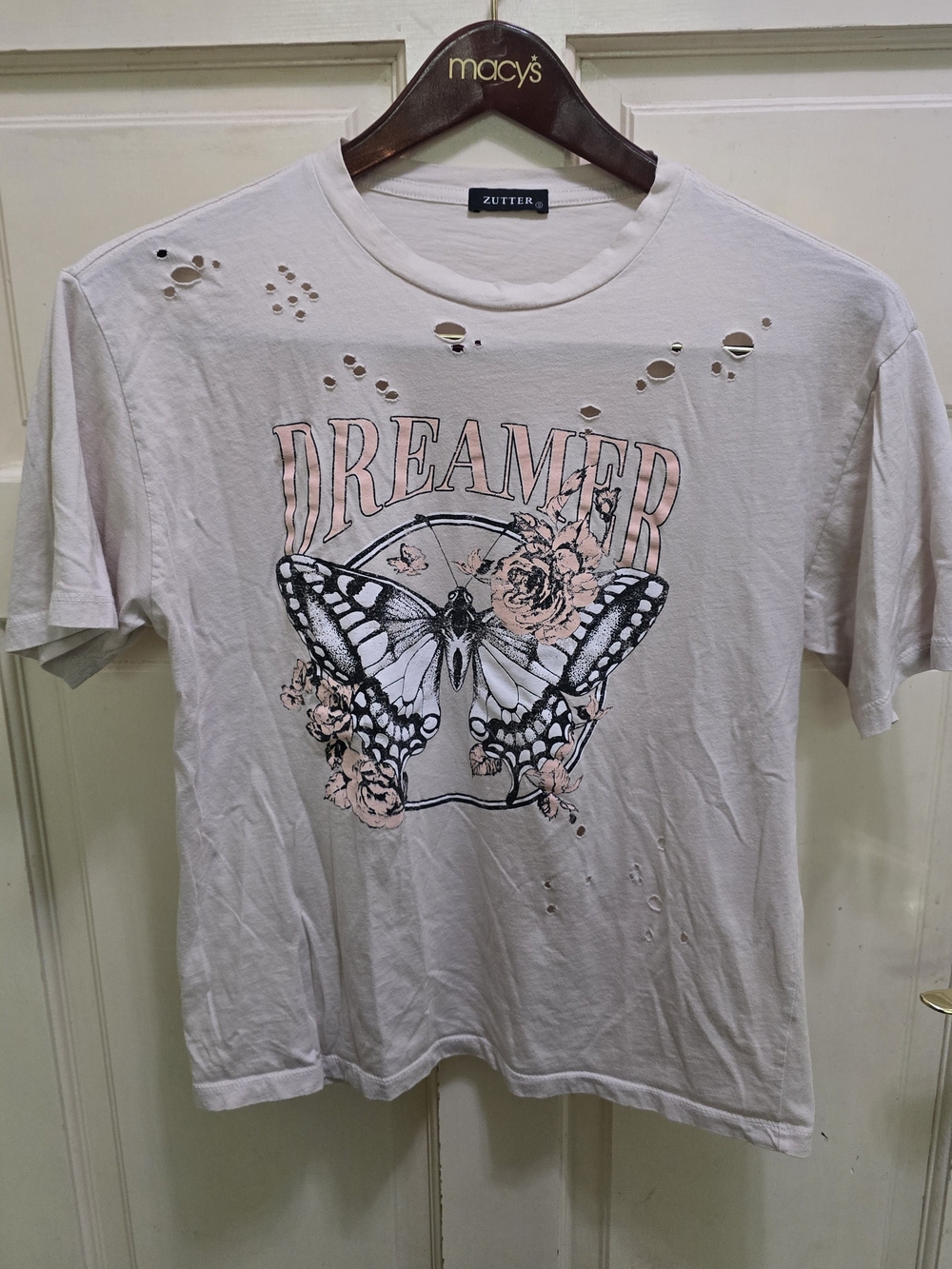 Zutter Dreamer Butterfly Distressed Graphic Tee